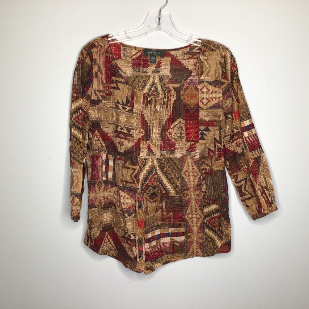 Lauren Ralph Lauren Aztec Print Blouse Sz S